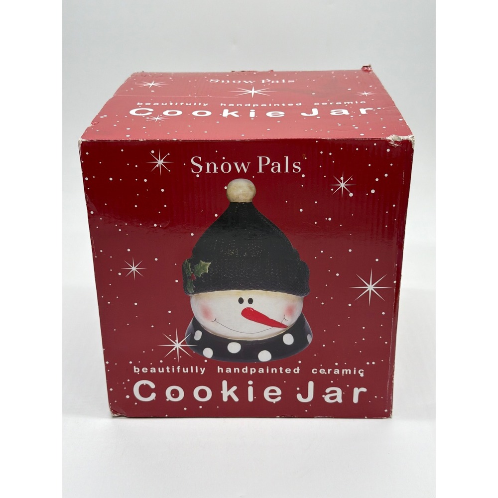 Certified International Snow Pals Snowman Ceramic Cookie Jar Jill Ankrom Black